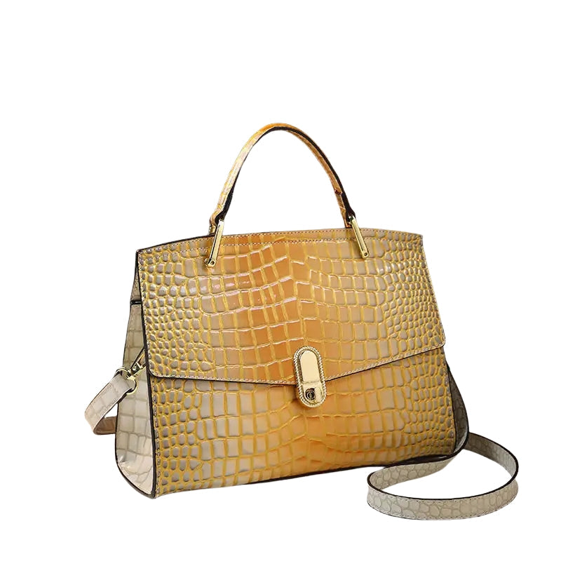 Women's Crocodile Print Cowhide Leather Crossbody Purse-Prime 4 Class