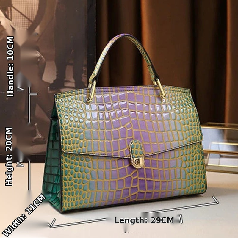 Women's Crocodile Print Cowhide Leather Crossbody Purse-Prime 4 Class