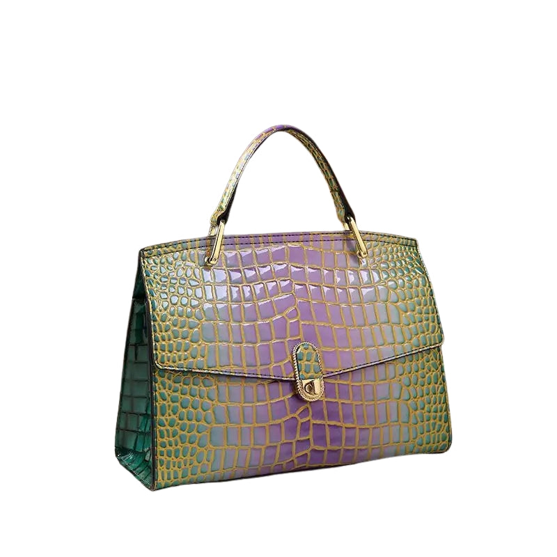 Women's Crocodile Print Cowhide Leather Crossbody Purse-Prime 4 Class